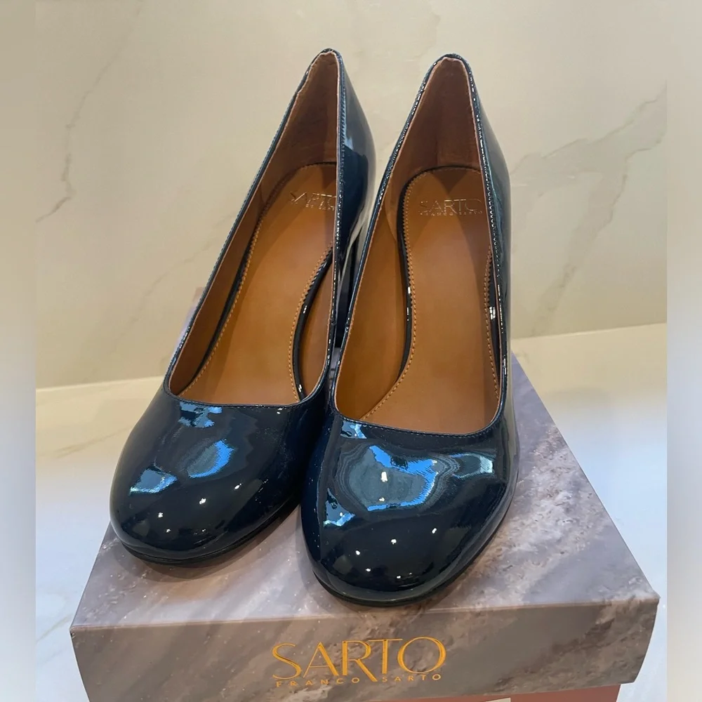 Franco Sarto Blue Patent Heels 9.5M - Picture 3 of 11